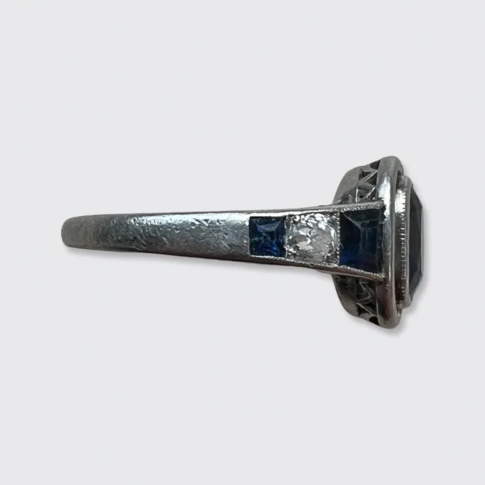 Rings 21stfinds Art Deco Platinum Sapphire Diamond Target Ring