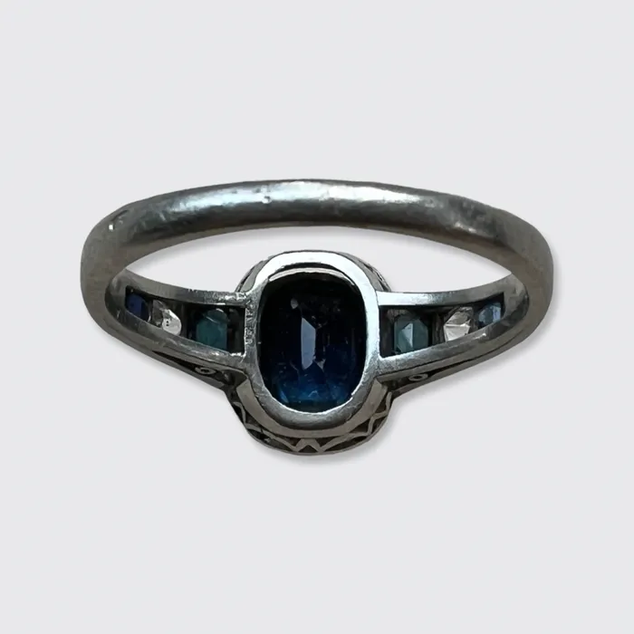 Rings 21stfinds Art Deco Platinum Sapphire Diamond Target Ring