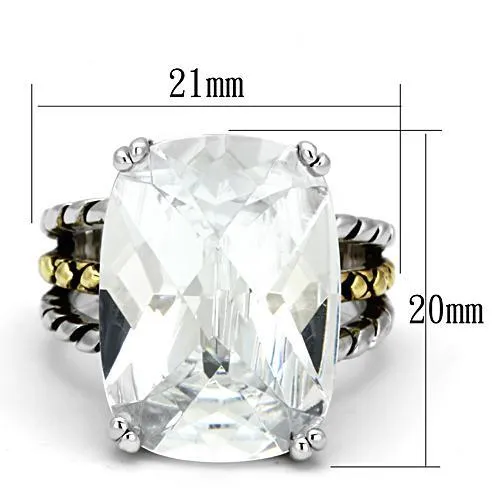 Rings 3w316 Reverse TwoTone Brass Ring with AAA Grade CZ in Clear Alamode