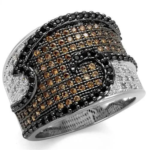 Rings Alamode 3W1091 Rhodium Ruthenium Brass Ring with AAA Grade CZ in Multi Color Rings Alamode 3W1091 Rhodium Ruthenium Brass Ring with AAA Grade CZ in Multi Color