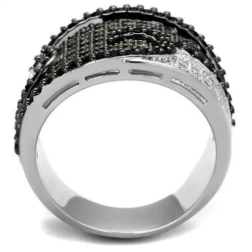 Rings Alamode 3W1091 Rhodium Ruthenium Brass Ring with AAA Grade CZ in Multi Color