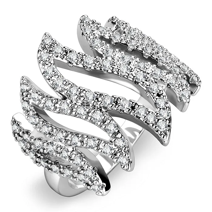 Rings Alamode 3W1467 Rhodium Brass Ring with AAA Grade CZ in Clear