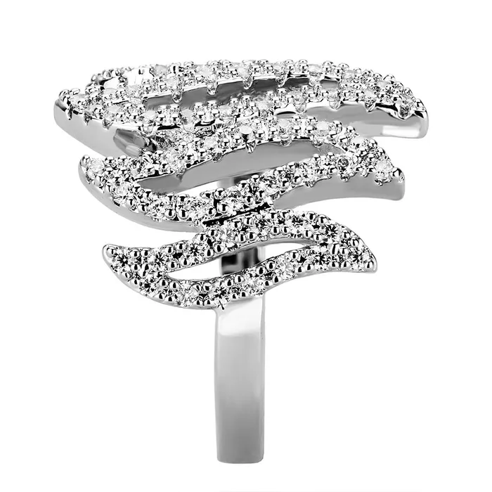 Rings Alamode 3W1467 Rhodium Brass Ring with AAA Grade CZ in Clear