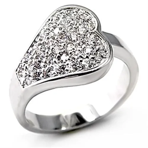 Rings Alamode 7X106 Rhodium Brass Ring with AAA Grade CZ in Clear