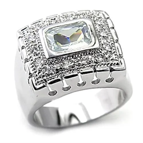 Rings Alamode 7X218 Rhodium 925 Sterling Silver Ring with AAA Grade CZ in Clear