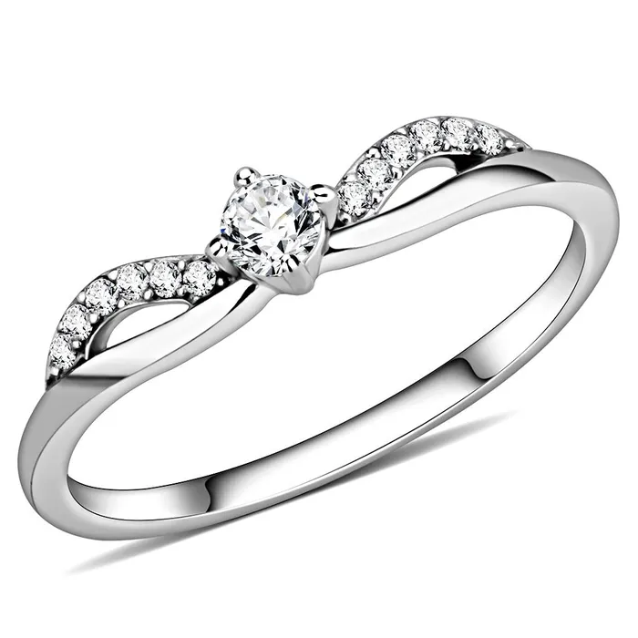 Rings Alamode DA146 High polished no plating Stainless Steel Ring with AAA Grade CZ in Clear Rings Alamode DA146 High polished no plating Stainless Steel Ring with AAA Grade CZ in Clear