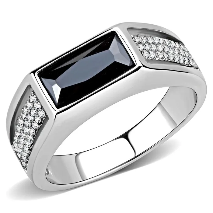 Rings Alamode DA284 High polished no plating Stainless Steel Ring with AAA Grade CZ in Black Diamond Rings Alamode DA284 High polished no plating Stainless Steel Ring with AAA Grade CZ in Black Diamond
