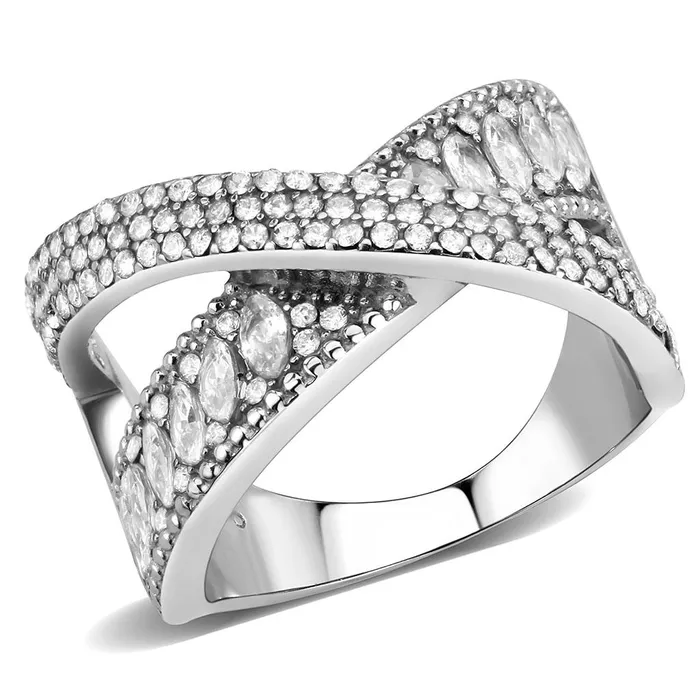Rings Alamode DA361 High polished no plating Stainless Steel Ring with AAA Grade CZ in Clear Rings Alamode DA361 High polished no plating Stainless Steel Ring with AAA Grade CZ in Clear