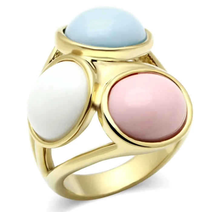 Rings Alamode GL303 IP GoldIon Plating Brass Ring with Synthetic Synthetic Stone in Multi Color Rings Alamode GL303 IP GoldIon Plating Brass Ring with Synthetic Synthetic Stone in Multi Color