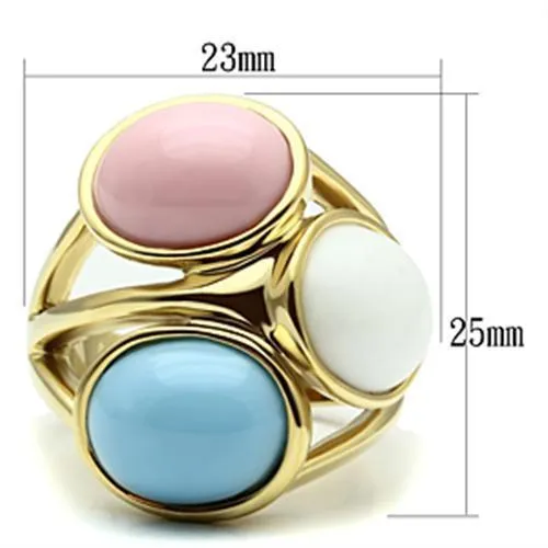 Rings Alamode GL303 IP GoldIon Plating Brass Ring with Synthetic Synthetic Stone in Multi Color