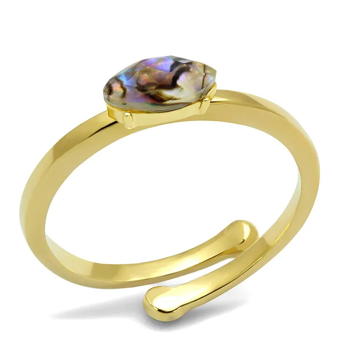 Rings Alamode LO4062 Flash Gold Brass Ring with Precious Stone Conch in Multi Color Rings Alamode LO4062 Flash Gold Brass Ring with Precious Stone Conch in Multi Color