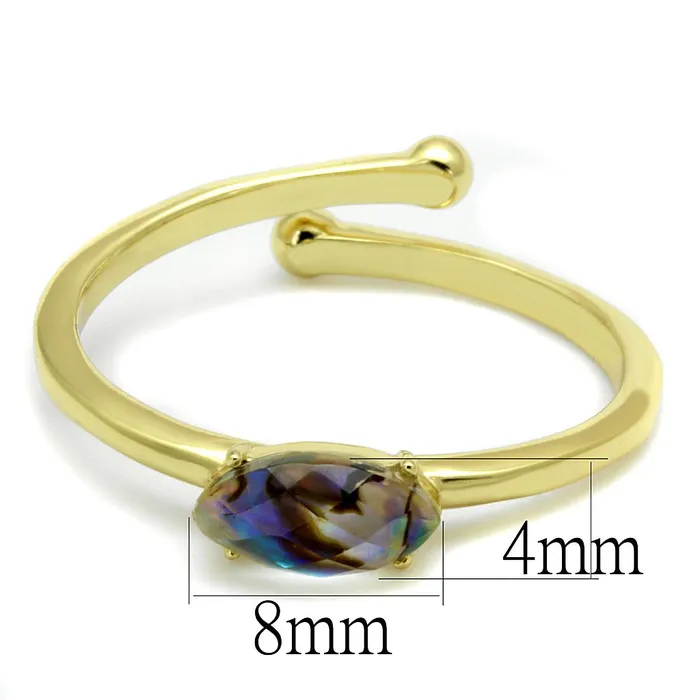 Rings Alamode LO4062 Flash Gold Brass Ring with Precious Stone Conch in Multi Color