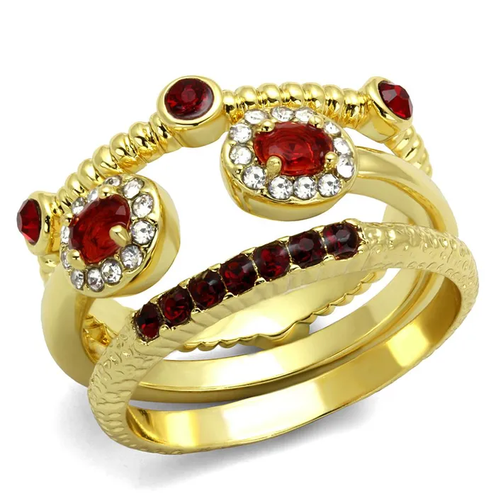 Rings Alamode LO4116 Gold Brass Ring with Top Grade Crystal in Siam