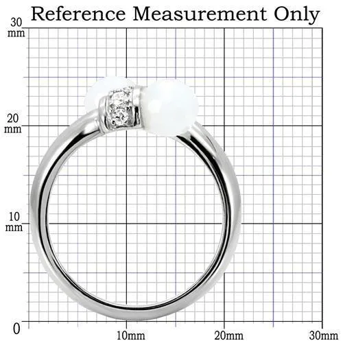 Rings Alamode TK101 High polished no plating Stainless Steel Ring with Milky CZ in White