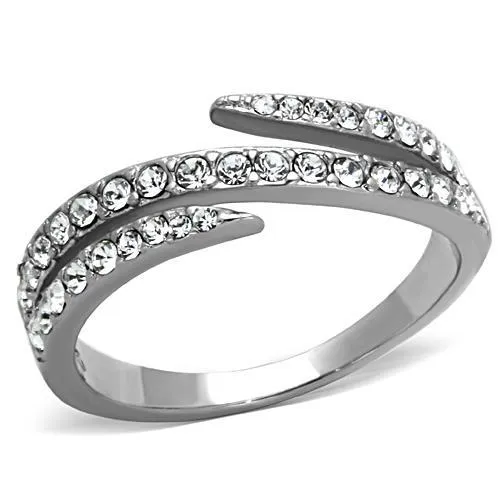 Rings Alamode TK1338 High polished no plating Stainless Steel Ring with Top Grade Crystal in Clear Rings Alamode TK1338 High polished no plating Stainless Steel Ring with Top Grade Crystal in Clear