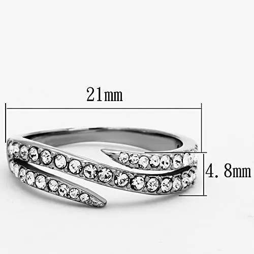 Rings Alamode TK1338 High polished no plating Stainless Steel Ring with Top Grade Crystal in Clear