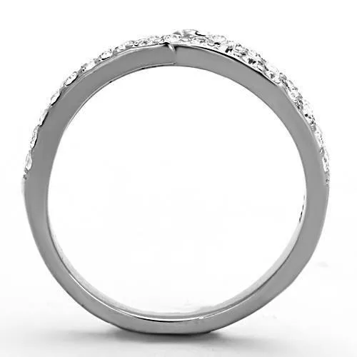 Rings Alamode TK1338 High polished no plating Stainless Steel Ring with Top Grade Crystal in Clear