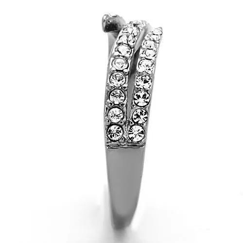 Rings Alamode TK1338 High polished no plating Stainless Steel Ring with Top Grade Crystal in Clear