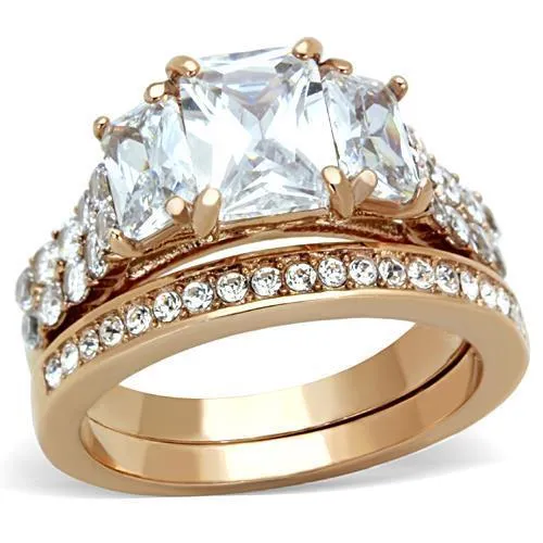 Rings Alamode TK1690 IP Rose GoldIon Plating Stainless Steel Ring with AAA Grade CZ in Clear Rings Alamode TK1690 IP Rose GoldIon Plating Stainless Steel Ring with AAA Grade CZ in Clear