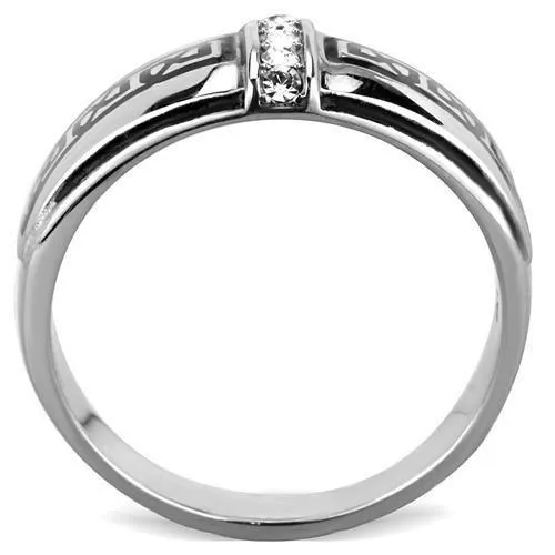 Rings Alamode TK1801 High polished no plating Stainless Steel Ring with Top Grade Crystal in Clear