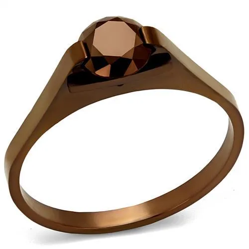 Rings Alamode TK2592 IP Coffee light Stainless Steel Ring with AAA Grade CZ in Light Coffee Rings Alamode TK2592 IP Coffee light Stainless Steel Ring with AAA Grade CZ in Light Coffee