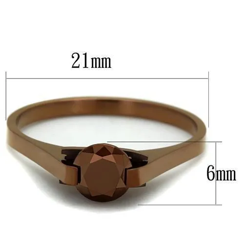 Rings Alamode TK2592 IP Coffee light Stainless Steel Ring with AAA Grade CZ in Light Coffee