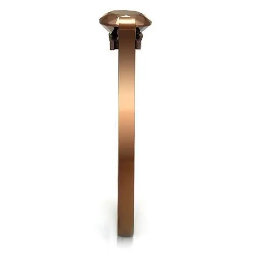 Rings Alamode TK2592 IP Coffee light Stainless Steel Ring with AAA Grade CZ in Light Coffee