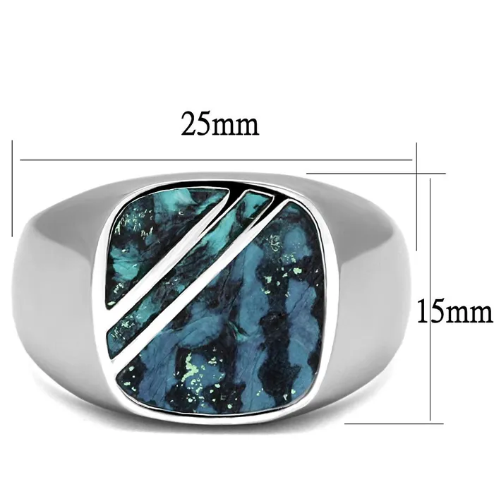 Rings Alamode TK2860 High polished no plating Stainless Steel Ring with Leather in Aquamarine AB