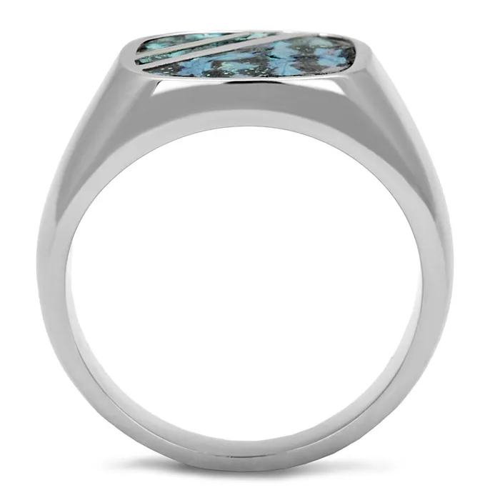 Rings Alamode TK2860 High polished no plating Stainless Steel Ring with Leather in Aquamarine AB