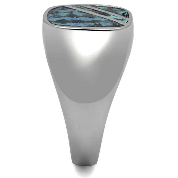 Rings Alamode TK2860 High polished no plating Stainless Steel Ring with Leather in Aquamarine AB