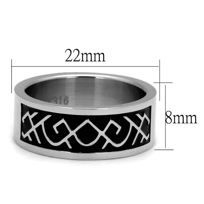 Rings Alamode TK2921 High polished no plating Stainless Steel Ring with Epoxy in Jet