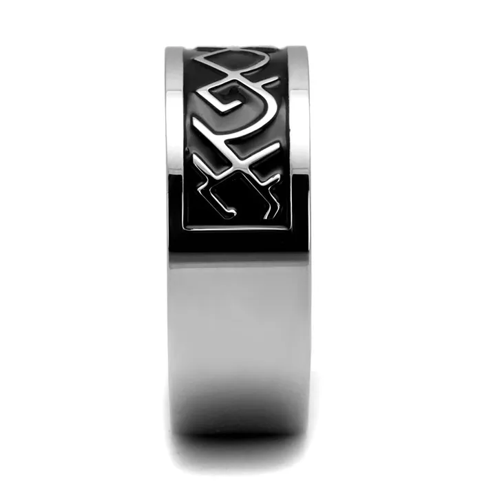 Rings Alamode TK2921 High polished no plating Stainless Steel Ring with Epoxy in Jet