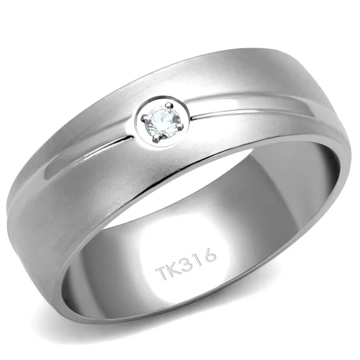 Rings Alamode TK2931 High polished no plating Stainless Steel Ring with AAA Grade CZ in Clear Rings Alamode TK2931 High polished no plating Stainless Steel Ring with AAA Grade CZ in Clear