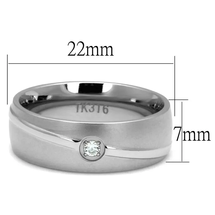 Rings Alamode TK2931 High polished no plating Stainless Steel Ring with AAA Grade CZ in Clear