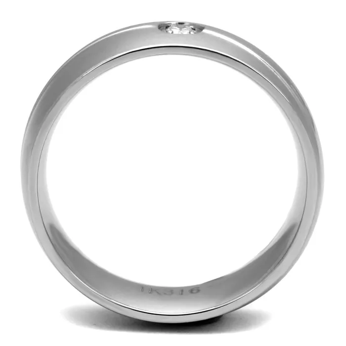 Rings Alamode TK2931 High polished no plating Stainless Steel Ring with AAA Grade CZ in Clear