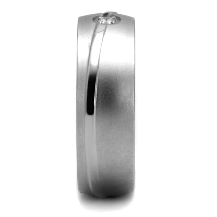 Rings Alamode TK2931 High polished no plating Stainless Steel Ring with AAA Grade CZ in Clear