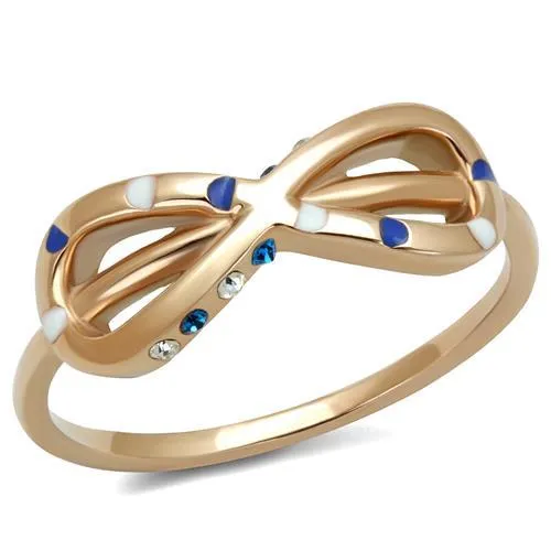 Rings Alamode TK2966 IP Rose GoldIon Plating Stainless Steel Ring with Top Grade Crystal in Sapphire Rings Alamode TK2966 IP Rose GoldIon Plating Stainless Steel Ring with Top Grade Crystal in Sapphire