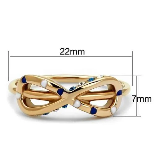 Rings Alamode TK2966 IP Rose GoldIon Plating Stainless Steel Ring with Top Grade Crystal in Sapphire