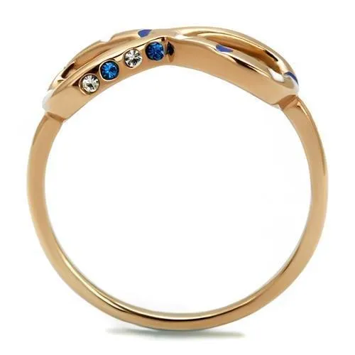 Rings Alamode TK2966 IP Rose GoldIon Plating Stainless Steel Ring with Top Grade Crystal in Sapphire