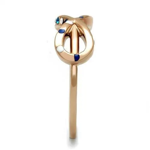 Rings Alamode TK2966 IP Rose GoldIon Plating Stainless Steel Ring with Top Grade Crystal in Sapphire