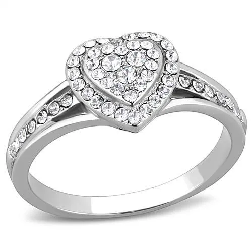 Rings Alamode TK3249 High polished no plating Stainless Steel Ring with Top Grade Crystal in Clear Rings Alamode TK3249 High polished no plating Stainless Steel Ring with Top Grade Crystal in Clear