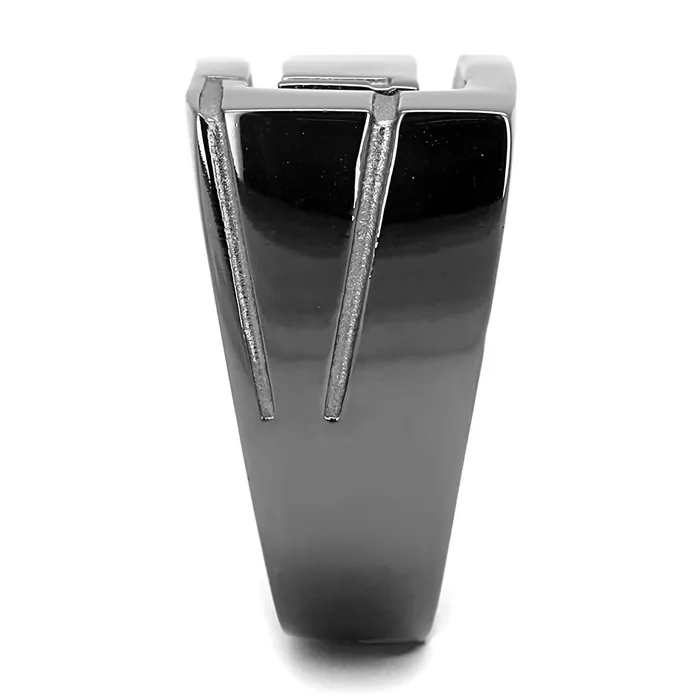 Rings Alamode TK3272 IP Light Black IP Gun Stainless Steel Ring with No Stone
