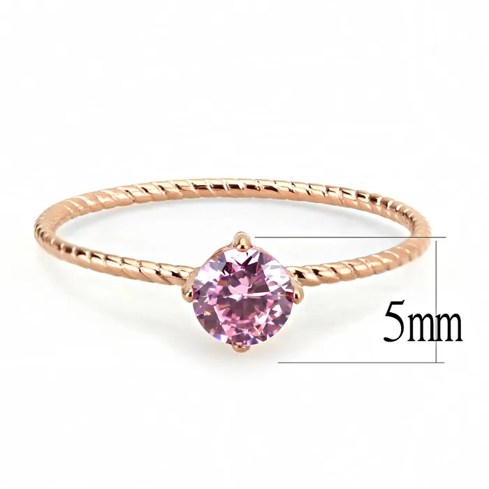 Rings Alamode TK3558 IP Rose GoldIon Plating Stainless Steel Ring with AAA Grade CZ in Rose