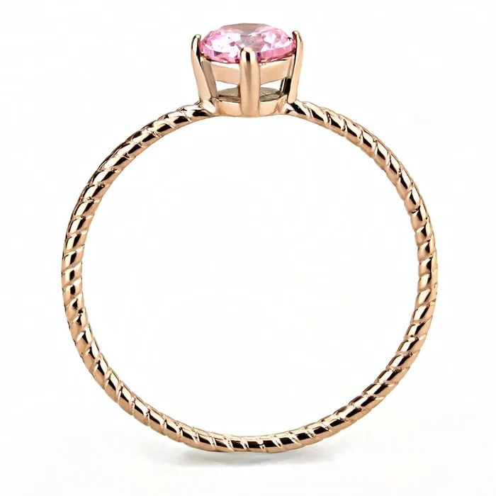 Rings Alamode TK3558 IP Rose GoldIon Plating Stainless Steel Ring with AAA Grade CZ in Rose