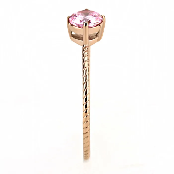 Rings Alamode TK3558 IP Rose GoldIon Plating Stainless Steel Ring with AAA Grade CZ in Rose