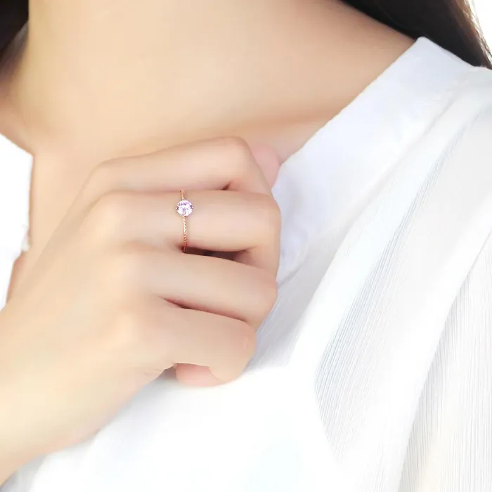 Rings Alamode TK3558 IP Rose GoldIon Plating Stainless Steel Ring with AAA Grade CZ in Rose
