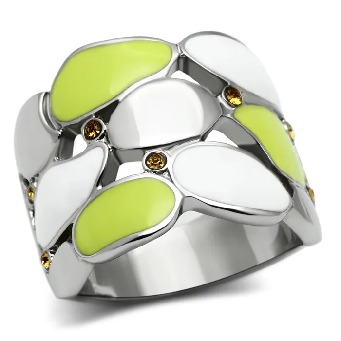Rings Alamode TK693 High polished no plating Stainless Steel Ring with Top Grade Crystal in Topaz Rings Alamode TK693 High polished no plating Stainless Steel Ring with Top Grade Crystal in Topaz