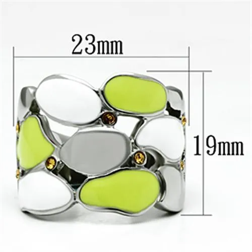Rings Alamode TK693 High polished no plating Stainless Steel Ring with Top Grade Crystal in Topaz