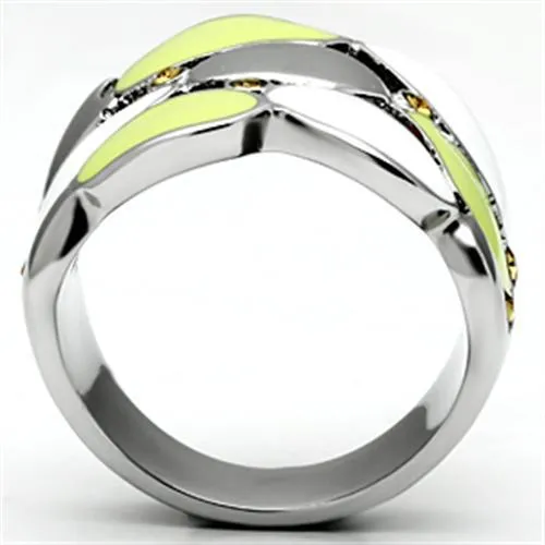 Rings Alamode TK693 High polished no plating Stainless Steel Ring with Top Grade Crystal in Topaz