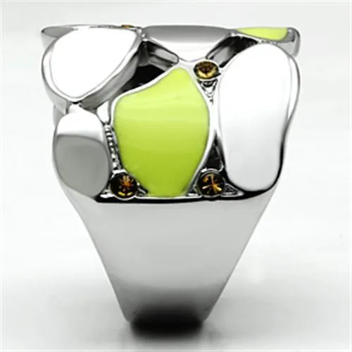 Rings Alamode TK693 High polished no plating Stainless Steel Ring with Top Grade Crystal in Topaz